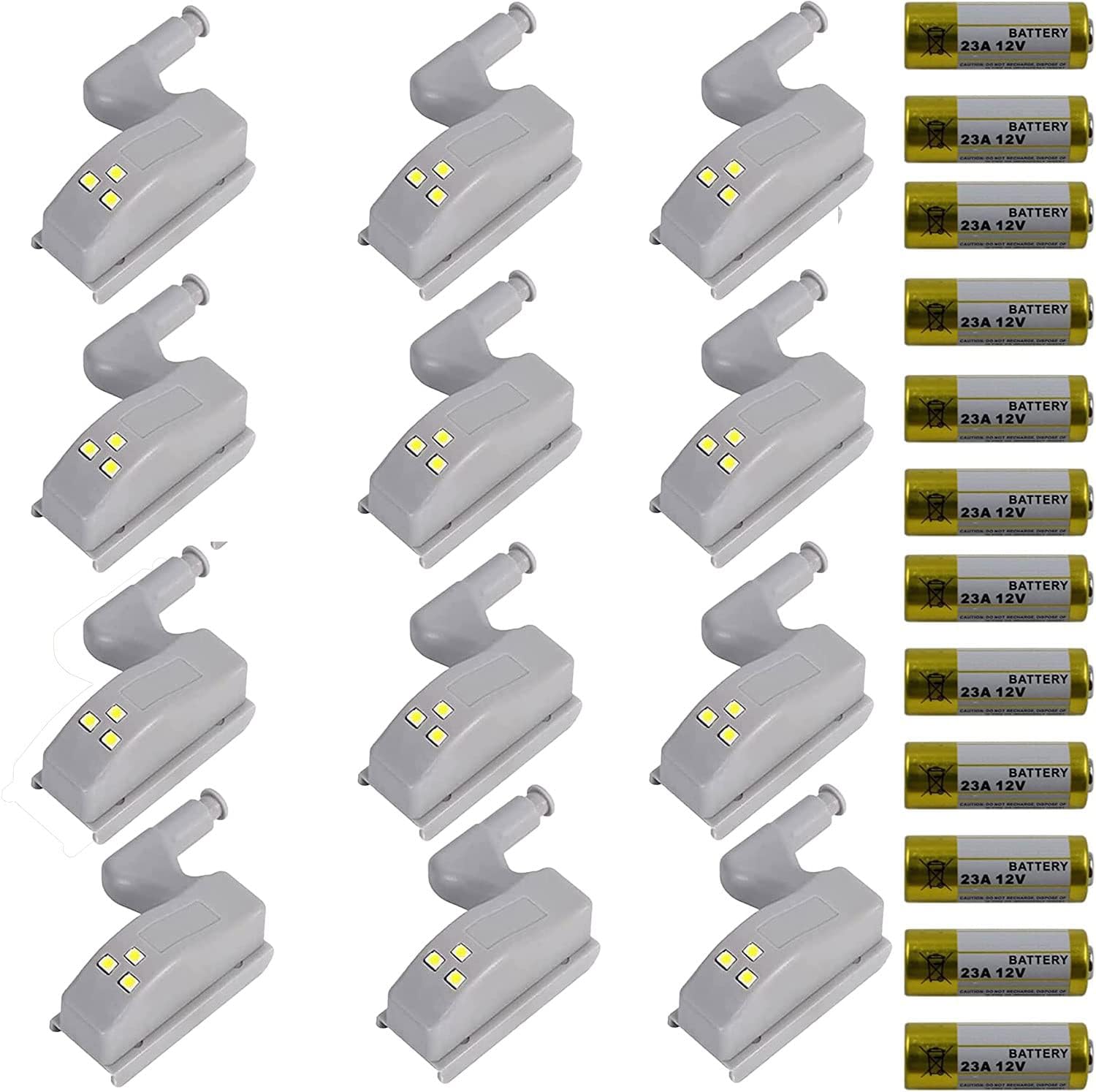 PCTC 12 piezas de luz LED universal para armario de armario para cocina moderna hogar lámpara – blanco cálido con batería
