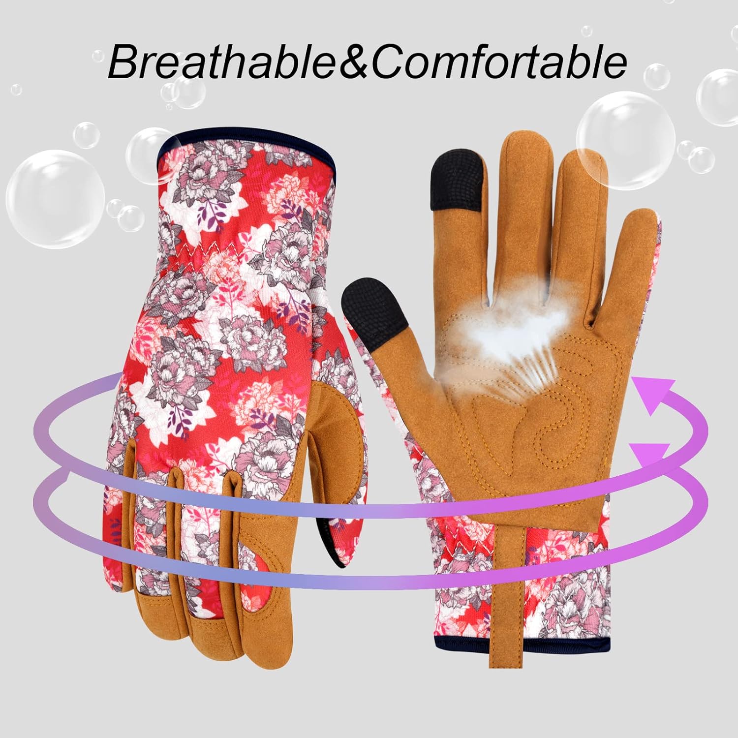 Guantes de jardinería de cuero para mujer, a prueba de espinas, guantes de jardín para pantalla táctil, guantes de trabajo, regalos, L