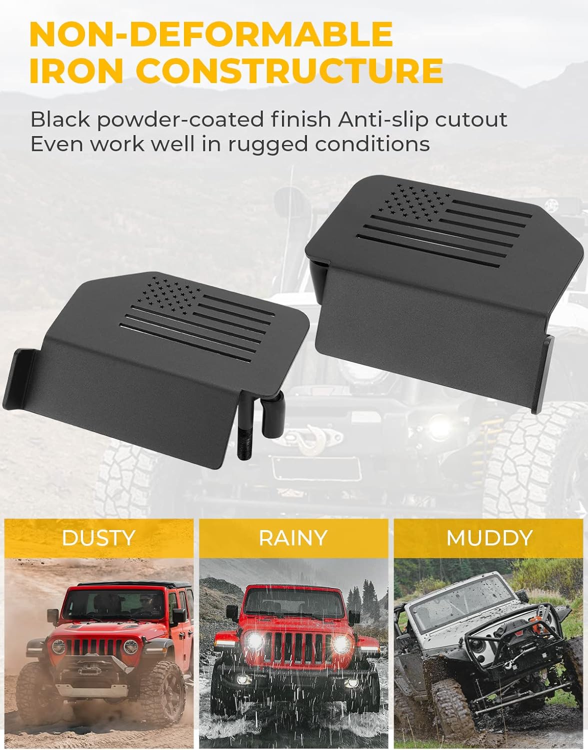 Estriberas Wrangler mejoradas compatibles con Wrangler JK JL Gladiator JT 2007 a 2024, ángulo de 120 para puerta exterior, bisagra, pedales,