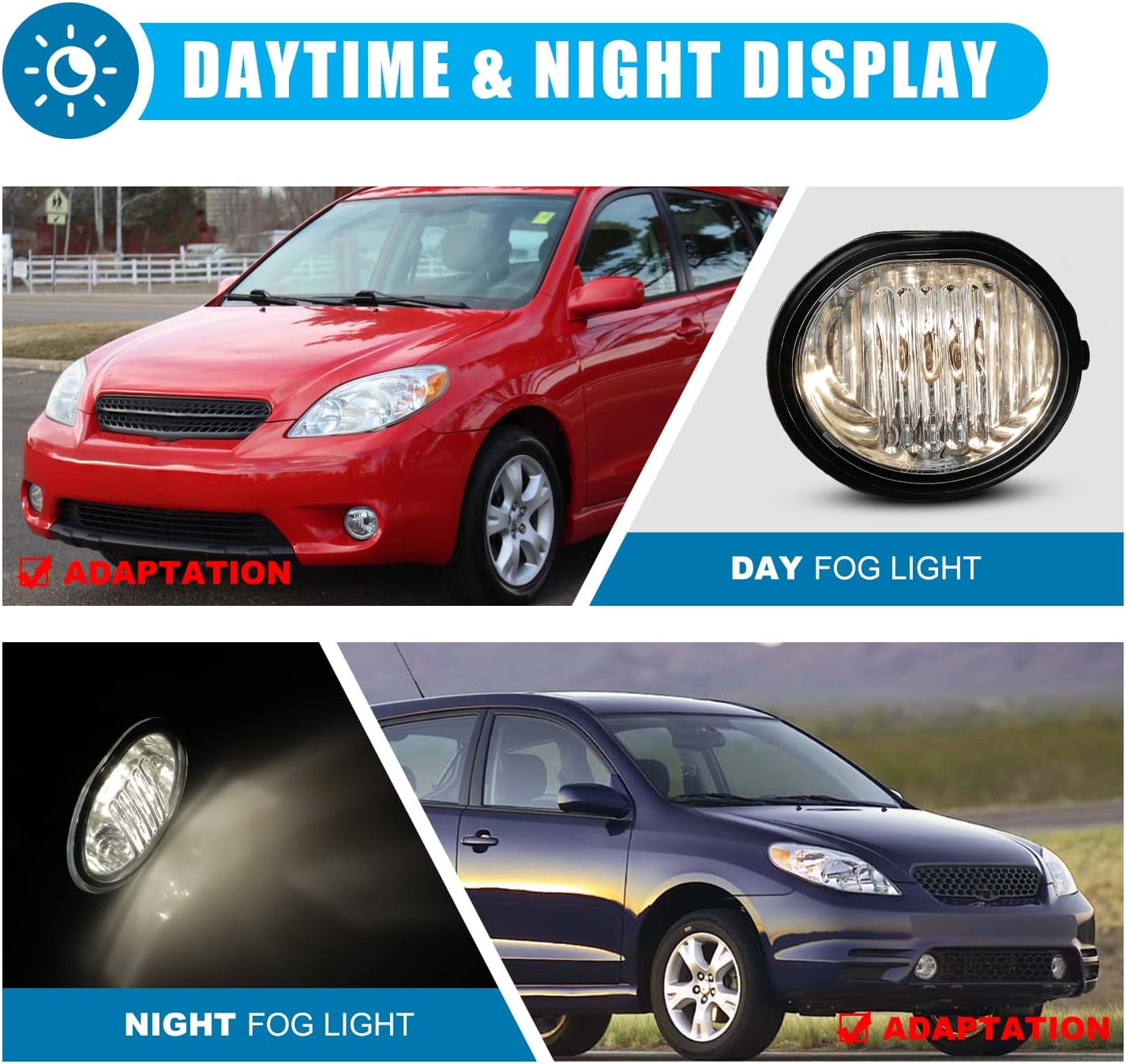CPW Luces antiniebla compatibles con Toyota MatrixPontiac Vibe 2003, 2004, 2005, 2006, 2007 y 2008, luces antiniebla de conducción + interruptor +