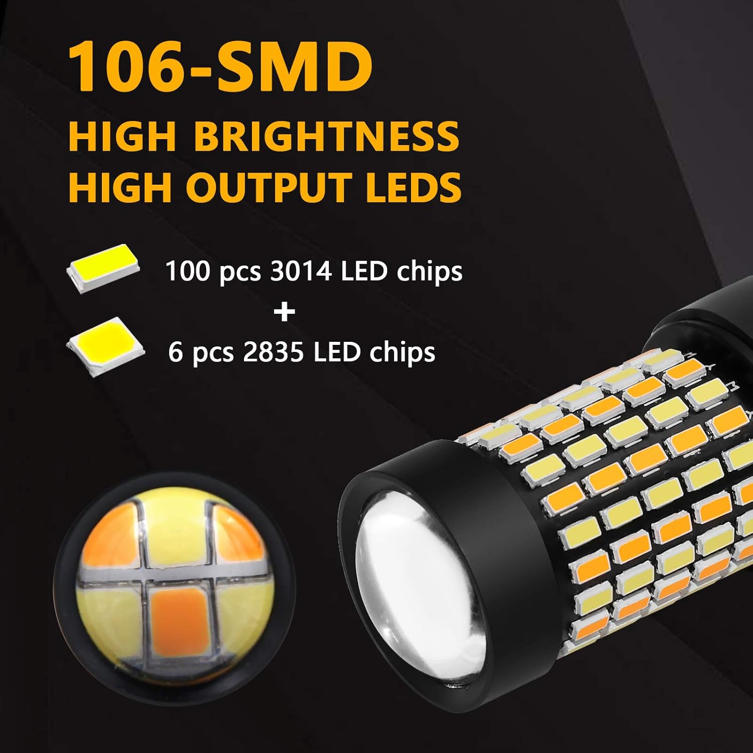 PHINLION Bombillas LED de doble color ámbar blanco superbrillante Switchback 7443 7443na 7444 7444na con proyector para luces de estacionamiento