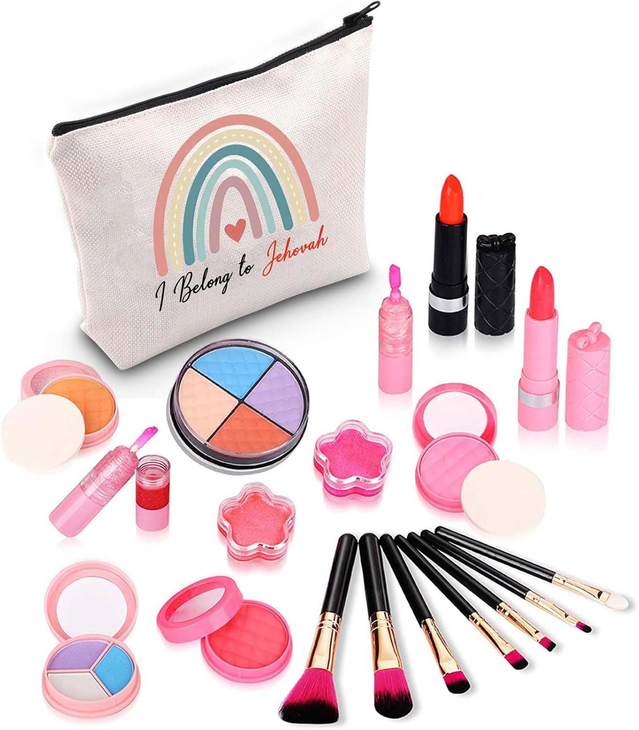 ZJXHPO Bolsa de cosméticos para testigos de Jehová Kit de supervivencia JW Pioneer I Belong To Jehová Bolsa de maquillaje con cremallera Testigos de