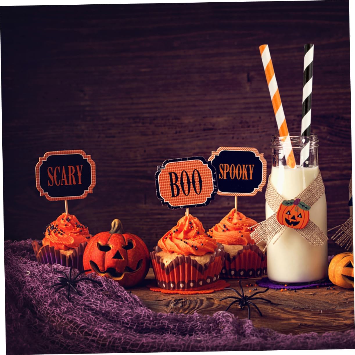 Healeved 200 pajitas de papel de Halloween desechables para Halloween, pajitas de papel a rayas, pajitas para tartas, pajitas a rayas, pajitas