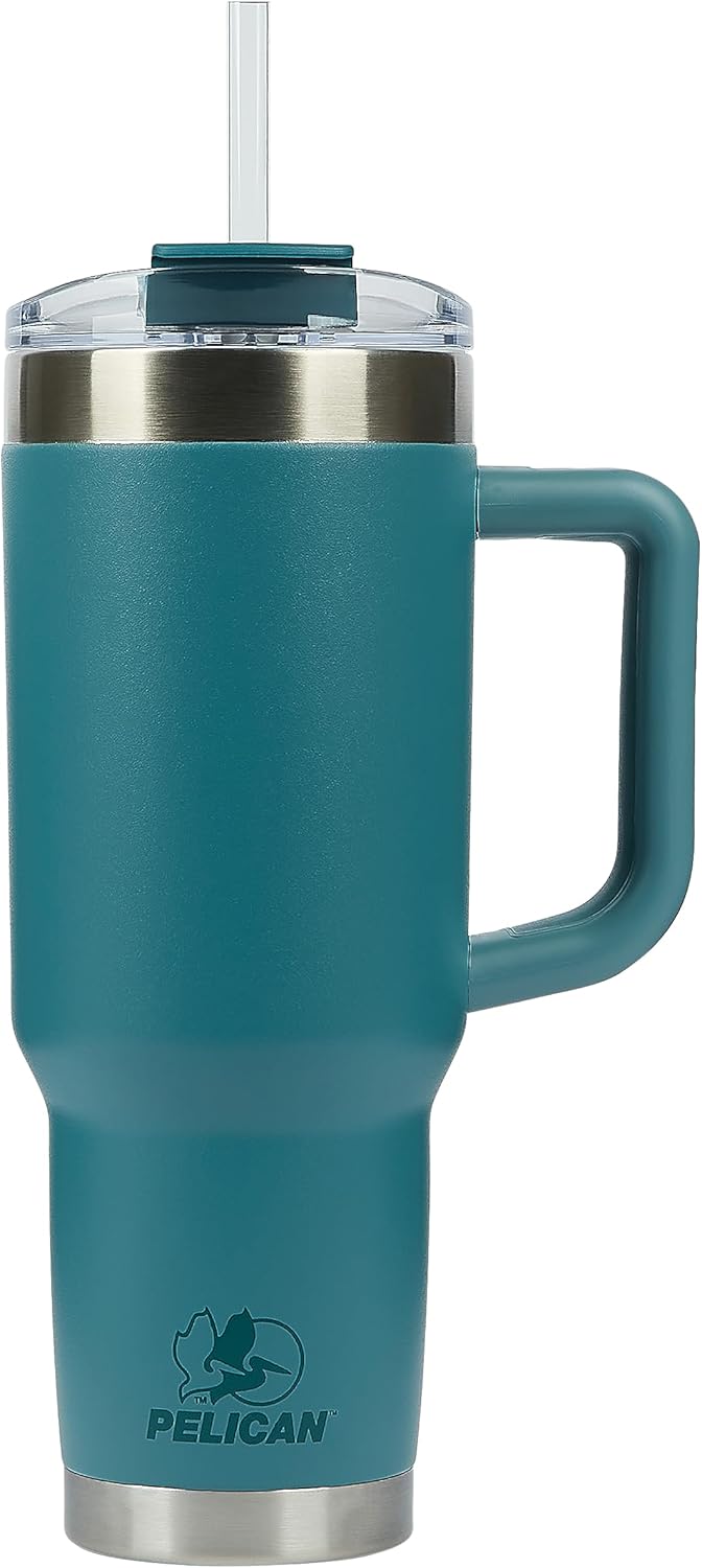 Pelican Hydration Pelican Porter – Vaso aislado al vacío de 40 onzas, acero inoxidable reciclado de doble pared de viaje con doble tapa, taza de