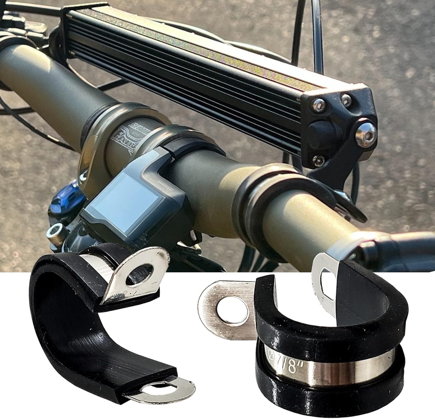 E Bike – Faro de barra de luz LED doble ámbar blanco con abrazaderas de manillar de bicicleta compatible con motores Shimano E5000, E7000, E6100,