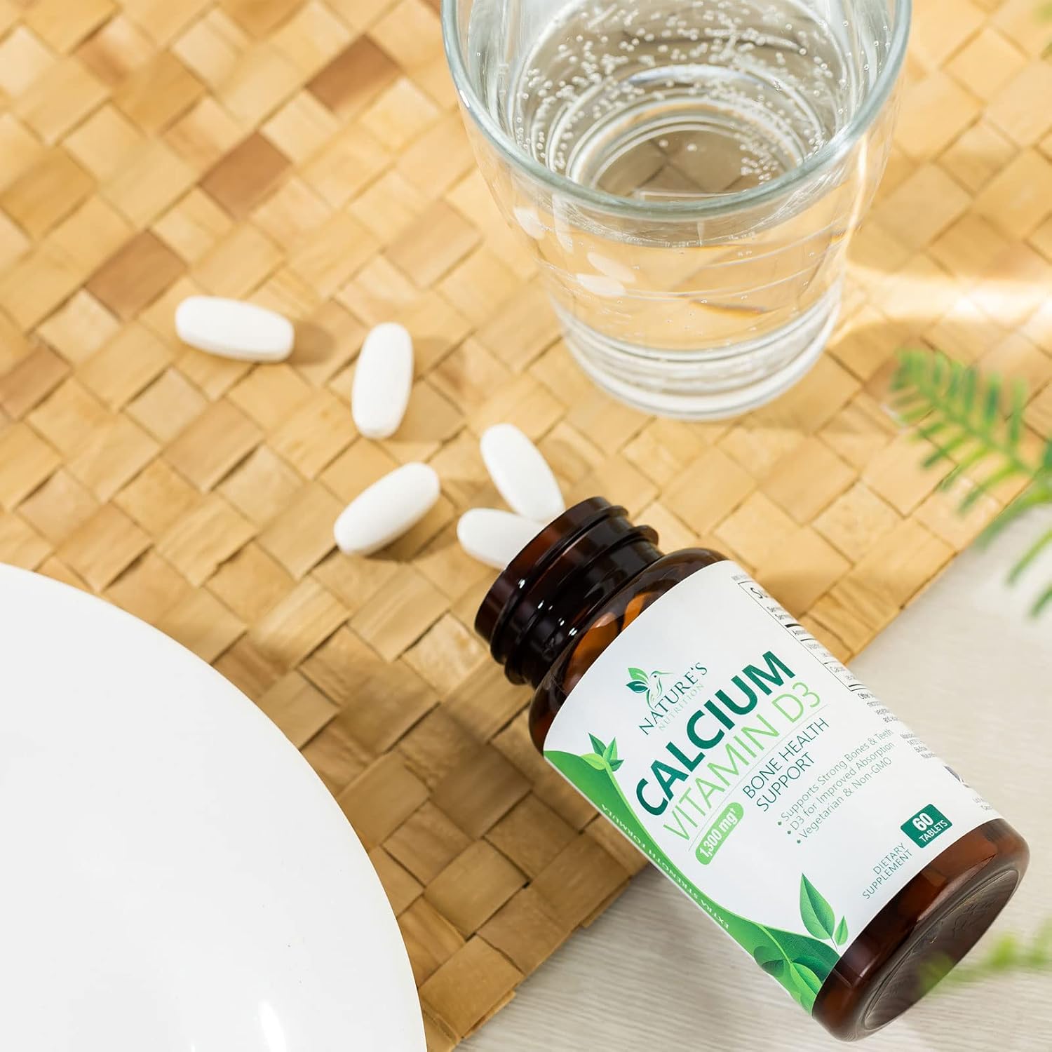 Suplemento de calcio con vitamina D  1200 mg de carbonato de calcio con 1600 UI de vitaminas D3  Apoya la fuerza ósea, los dientes y el sistema