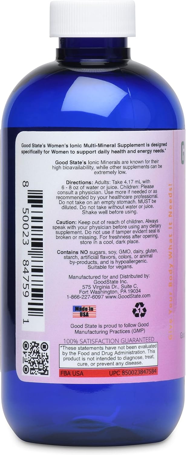 Good State Ionic Woman  Multimineral iónico líquido para mujer  Vegano  Suplemento dietético  15 minerales diferentes (8 onzas)