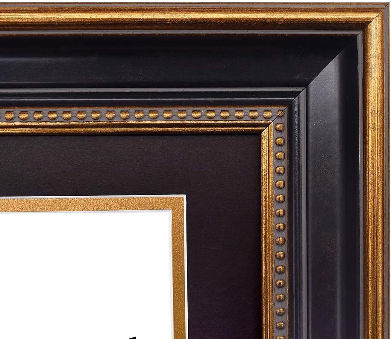 Space Art Deco, Marco de diploma de 11 x 14 pulgadas con paspartú doble negro sobre dorado para colgar certificados y documentos de 8.5 x 11