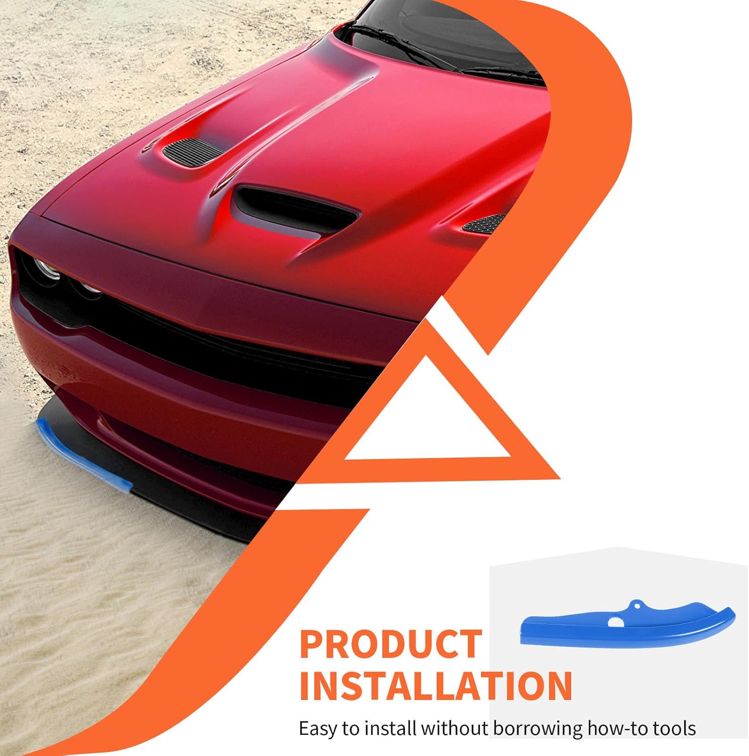 Cubierta protectora para parachoques delantero compatible con Dodge Challenger RT GT SRT 2015, 2016, 2017, 2018, 2019, 2020, 2021, 2022, 2023 (azul)