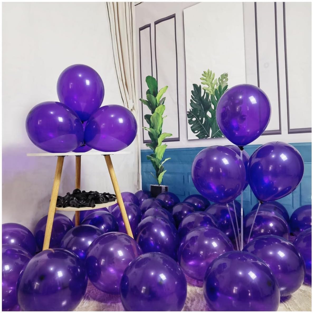 Paquete de 300 globos morados, globos de fiesta color morado oscuro de 12 pulgadas, para bodas, cumpleaños, baby shower y más