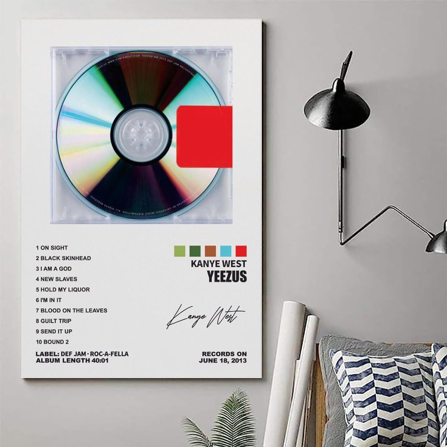 YELLOWV Kanye – Póster de West Yeezus para habitación, estética, lienzo, arte de pared, decoración de dormitorio, 16 x 24 pulgadas