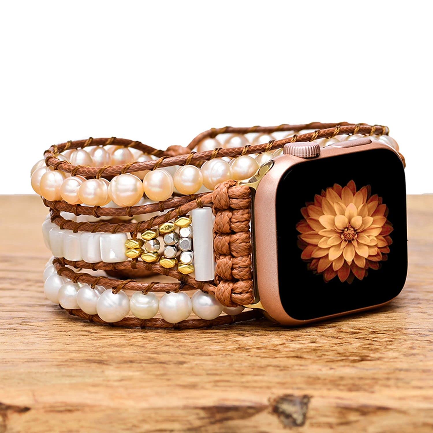 BOKIIWAY Handmade Beaded Boho Watch Bracelet Band Compatible with Apple Watch 38mm40mm41mm42mm44mm45mm-Watch Strap for Iwatch Series 87654321SE for