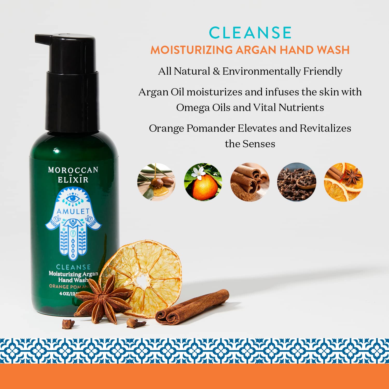 Cleanse – Lavado de manos de argán con naranja  Absorción rápida, nutritiva, suavizante e hidratante  Enriquecido con aceites omega