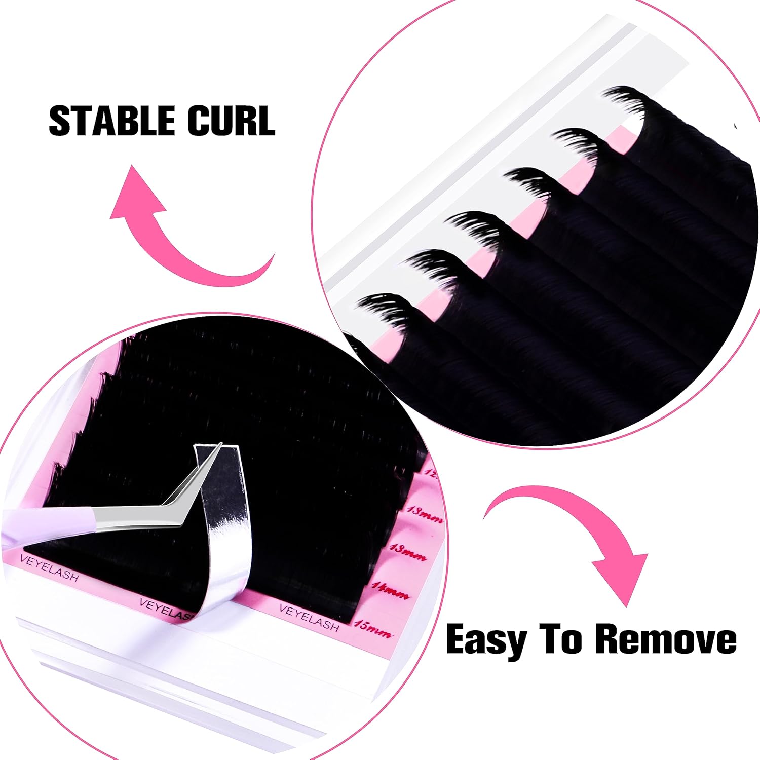 VEYES INC Extensiones de pestañas de cachemira Easy Fan de 0.03 0.05 0.07 CCCD rizo 0.315-0.787 in, longitud mixta y única, pestañas de volumen