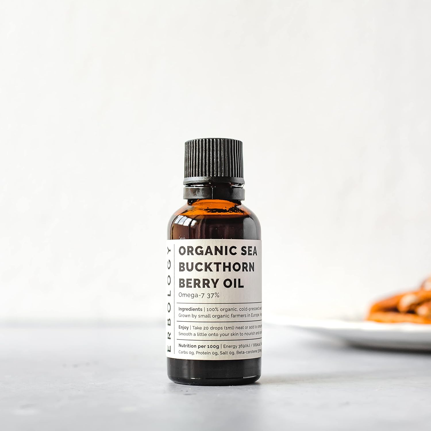 Aceite de espino amarillo 100% orgánico, 1 onza líquida, prensado en frío 501, rico en omega-7 y betacaroteno, directamente de la granja, sin OMG,