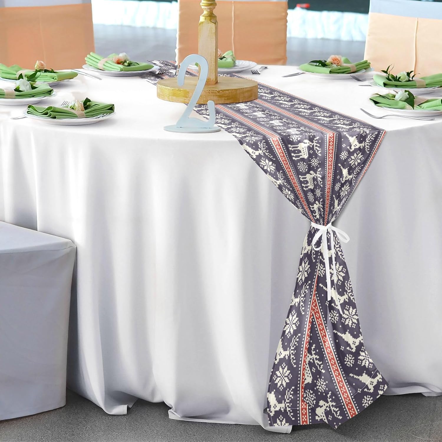 Christmas Deers Elks Table Runner for Dining Table Decor Christmas Table Runner 108 Inches Long