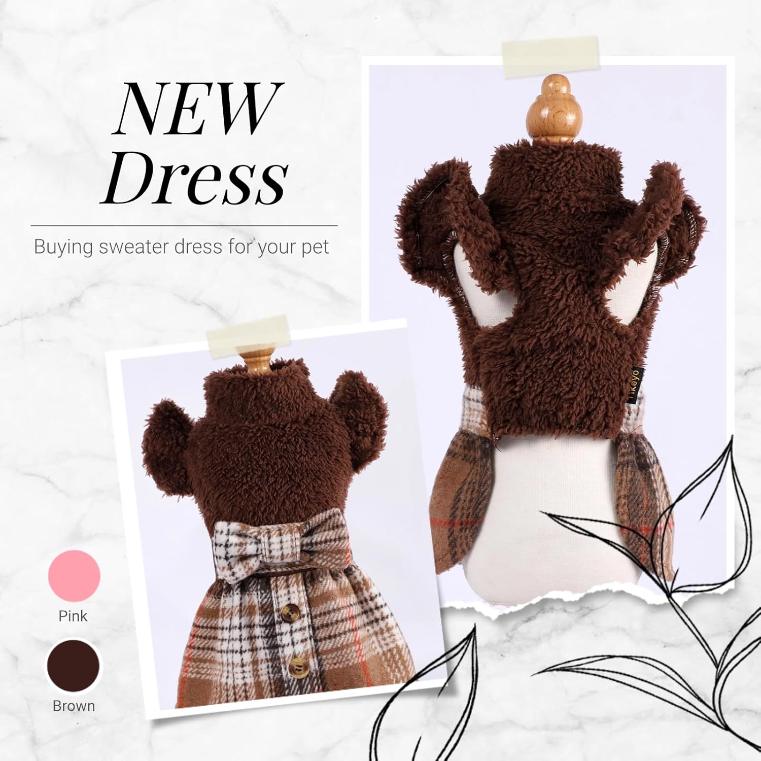 Vestido suéter de invierno para cachorros, ropa para perros medianos y niñas, falda cálida de forro polar para mascotas, traje para Chihuahua,