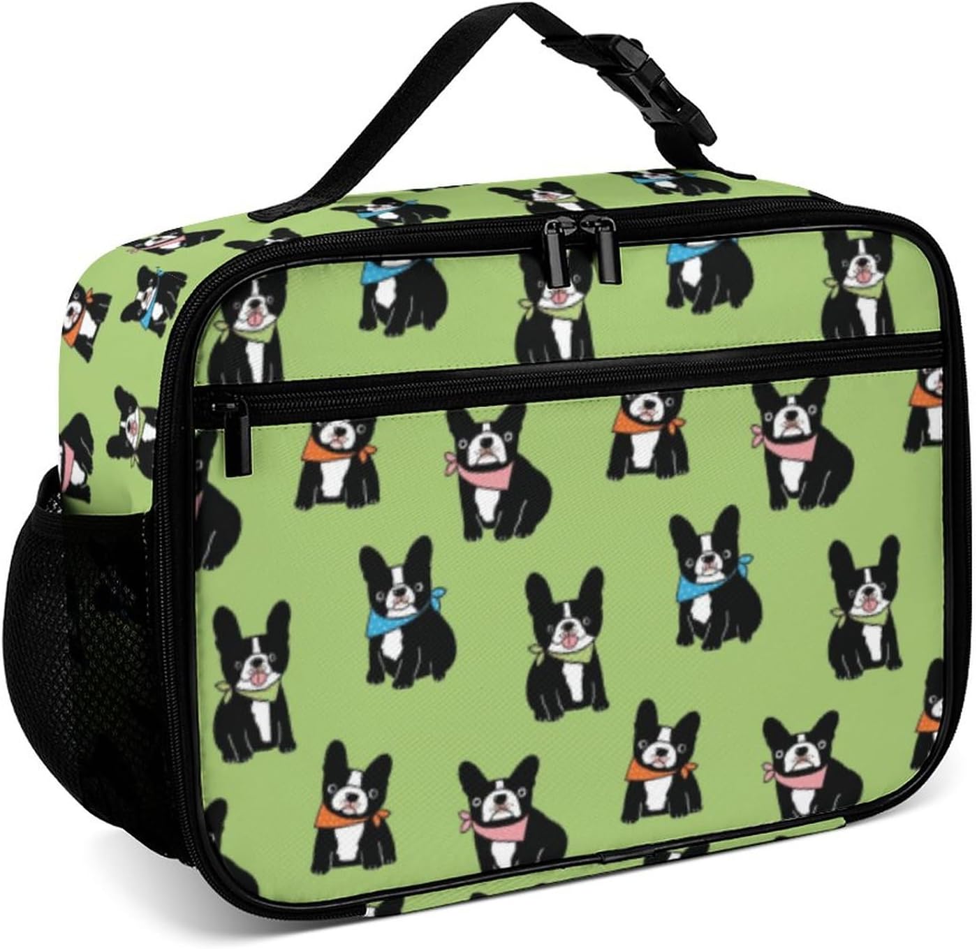 Lonchera reutilizable de bulldog francés, bolsa de almuerzo aislada, lonchera para comida y alimentos, bolsa de mano para mujeres, niños, niñas,