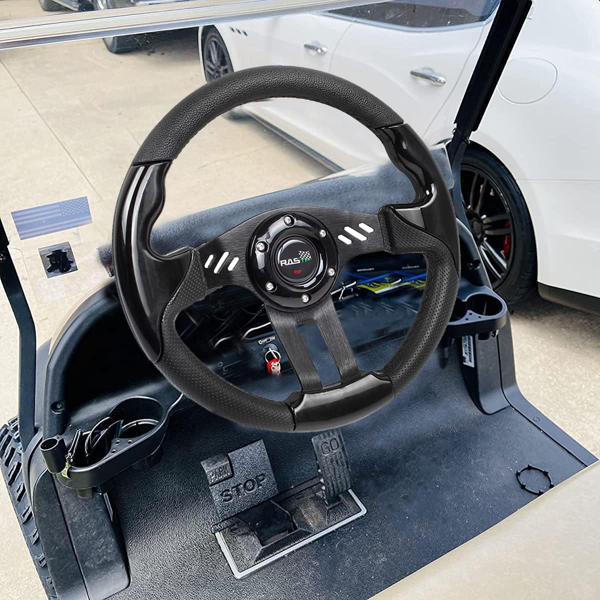 RASTP Volante de carrito de golf universal para carrito de golf EZGO RXVTXT, Club Car DS & Precedent Yamaha, negro