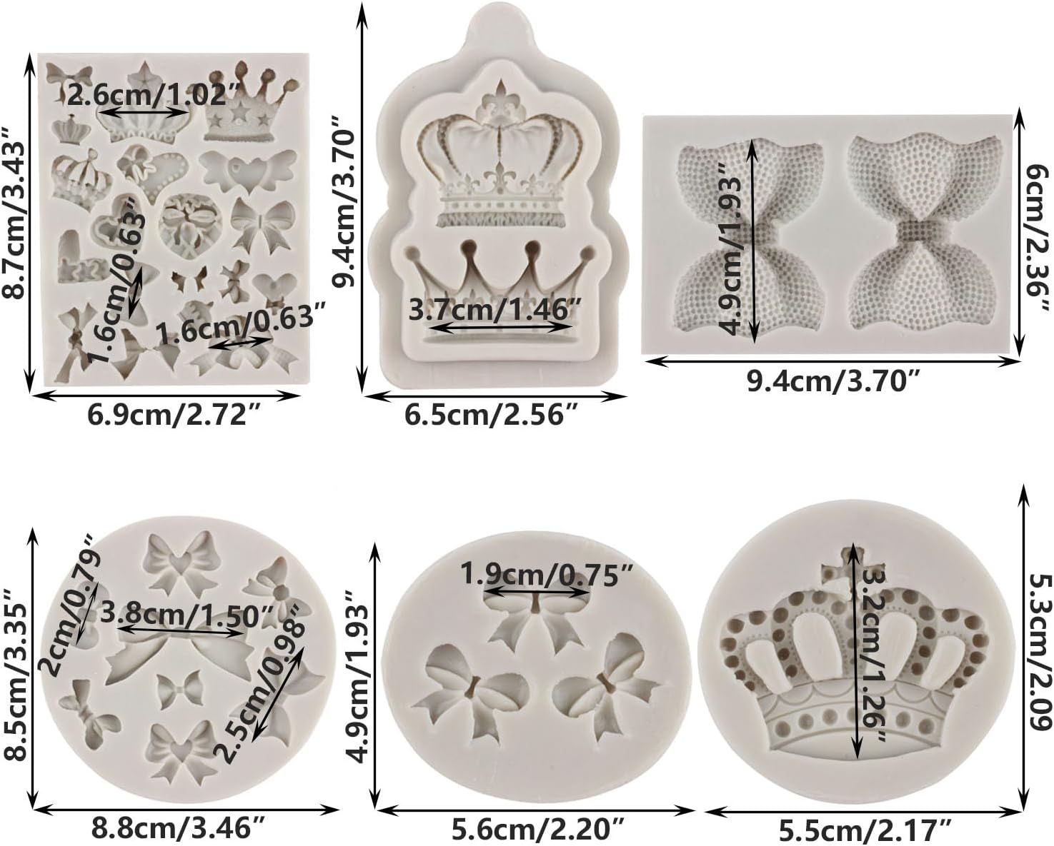 Molde de silicona para fondant, corona de chocolate para cupcakes, decoración de pasteles, dulces, pasta de goma, juego de 4