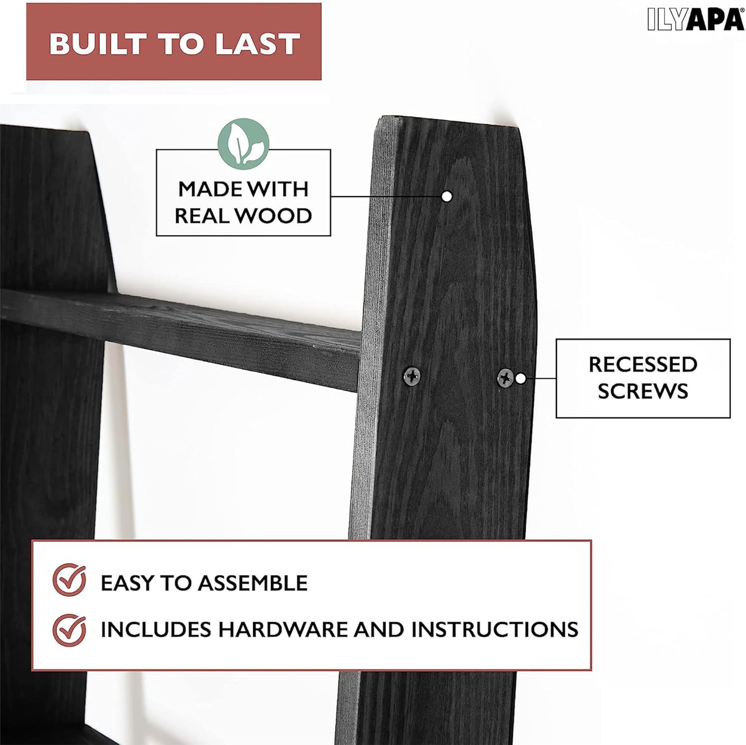 Ilyapa Escalera para manta para la sala de estar, escalera decorativa rústica con construcción plegable, fácil almacenamiento, madera envejecida