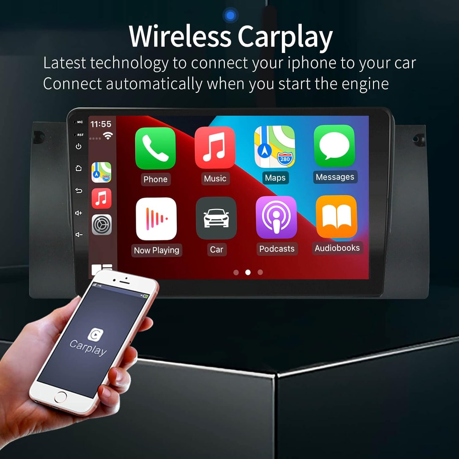 para BMW-E39-1996-2003-Radio, Ezonetronics -Carplay-Radio, con 1G RAM 32G ROM Bluetooth GPS Navegación Pantalla táctil EZoneTronics