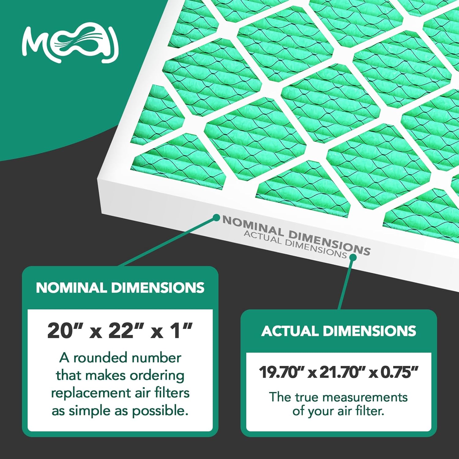 Filtro de aire de 20 x 22 x 1 (paquete de 6)  MERV 13  MOAJ Elite Bacterial & Viral Defense  Con base en Estados Unidos  Filtros de aire de repuesto