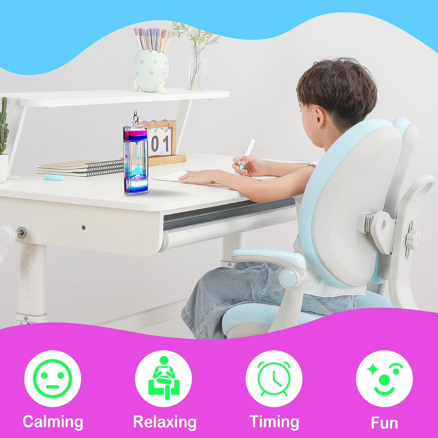 YUE MOTION Llavero con burbujas de movimiento líquido, juguetes sensoriales fascinantes, temporizador líquido para aliviar el estrés, juguetes