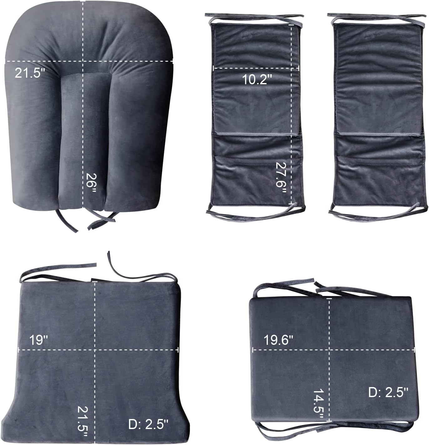 Paddie Glider Rocker – Juego de cojines de repuesto con terciopelo de almacenamiento, lavables, antideslizantes, para silla mecedora de guardería, 5