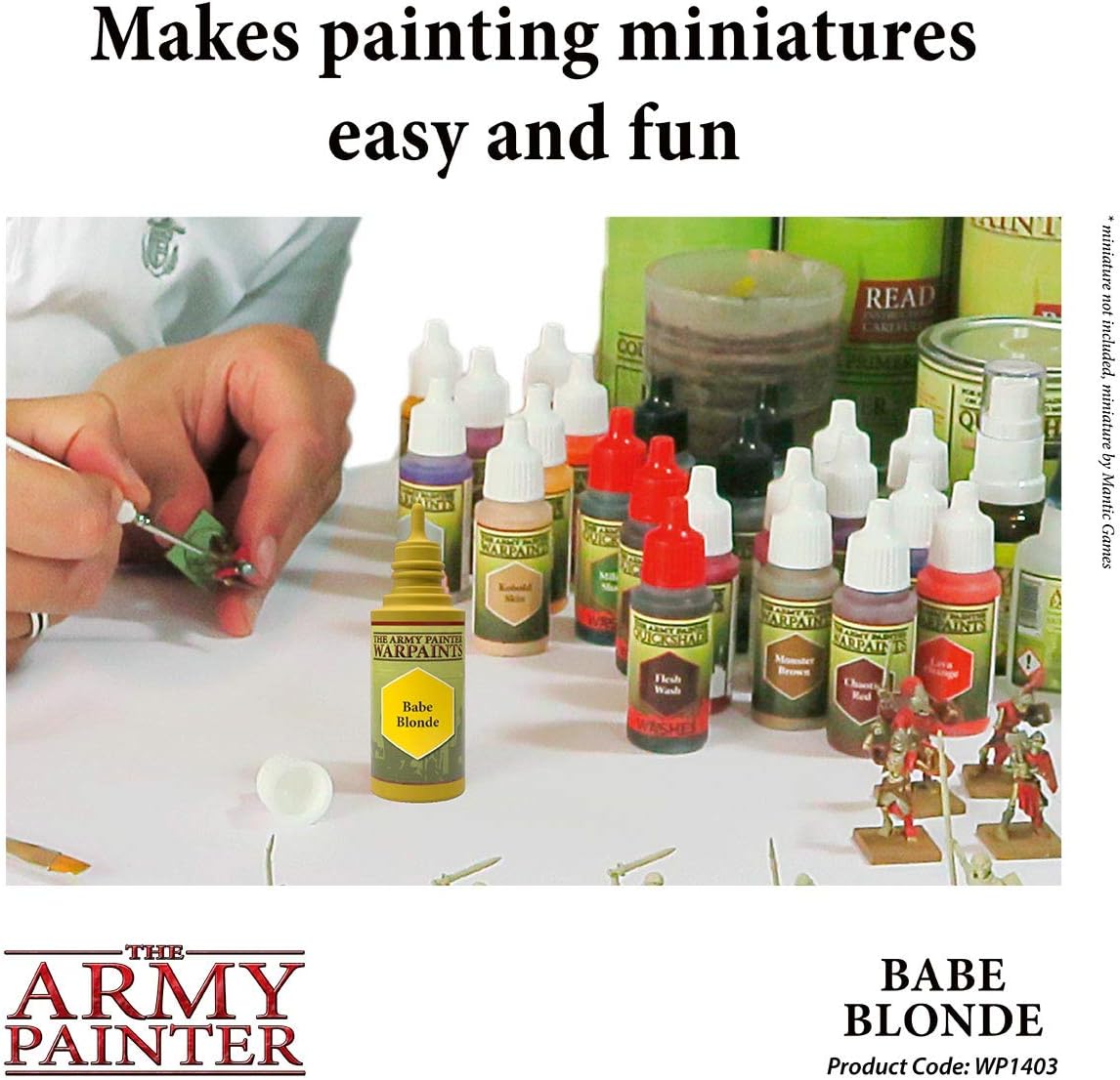 The Army Painter Babe Blonde Warpaint – Pintura acrílica no tóxica a base de agua muy pigmentada para juegos de rol de mesa, juegos de mesa y juegos
