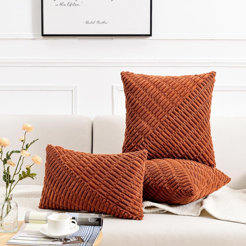 Fancy Homi Paquete de 2 fundas de almohada decorativas de color óxido de 16 x 16 pulgadas para sofá cama, decoración rústica estilo bohemio para el
