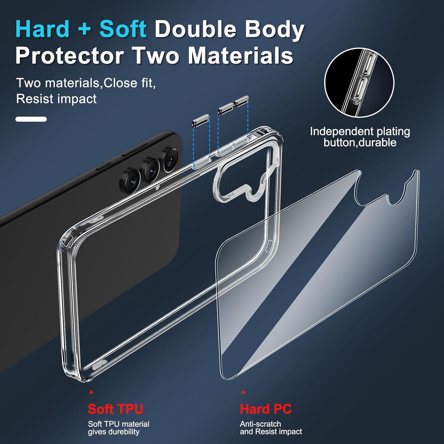 Janmitta Funda para Samsung Galaxy S23 FE con 2 protectores de pantalla (no para Galaxy S23), delgada, transparente, resistente, funda dura con