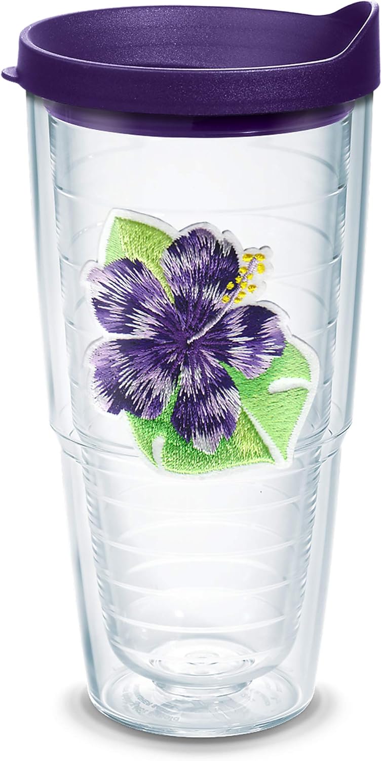 Tervis Vaso aislado de doble pared de la colección Tropical Hibiscus hecho en Estados Unidos mantiene las bebidas frías y calientes, 24 onzas,