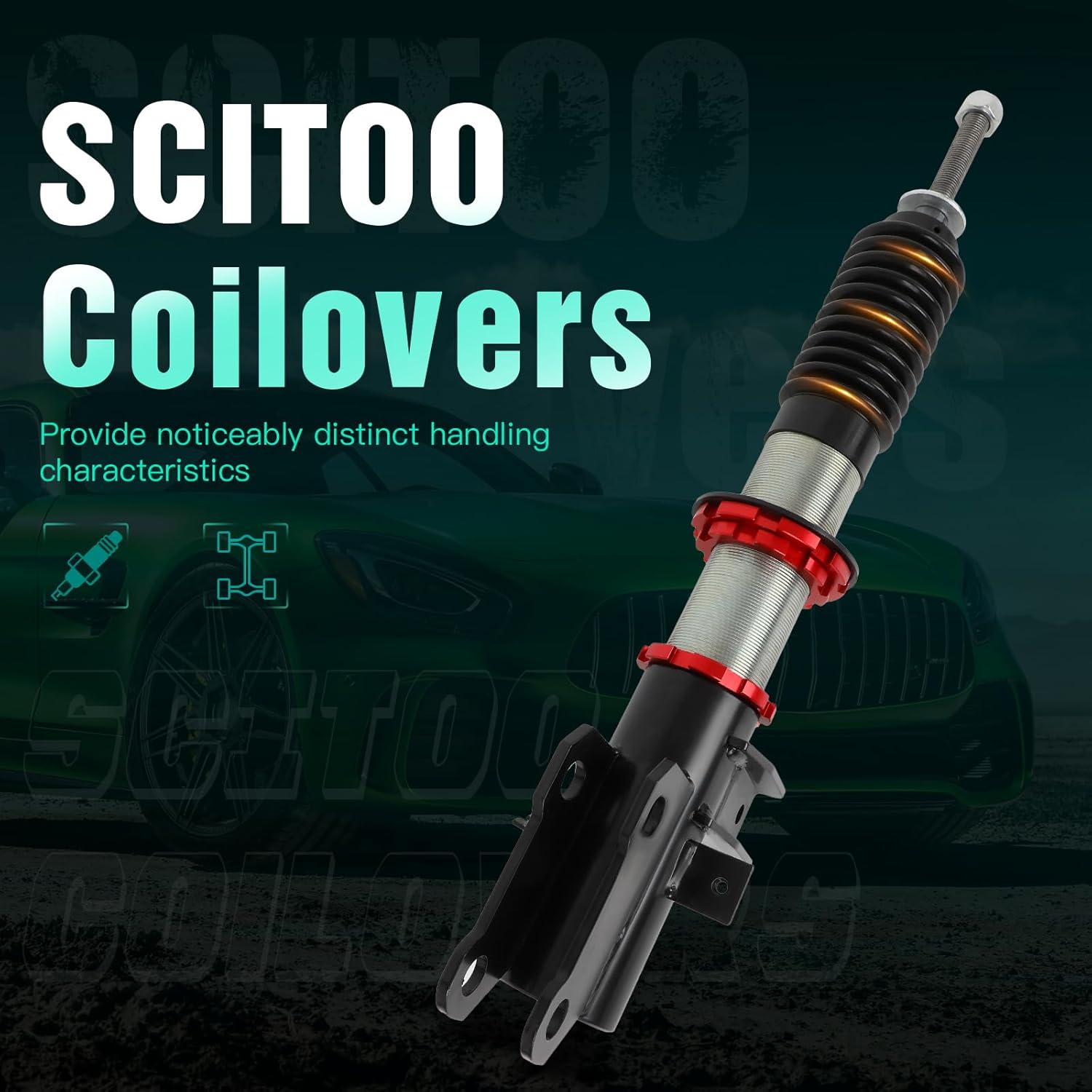 SCITOO Amortiguador ajustable Suspensiones Coilover Kits de puntales de choque Asamblea Amortiguadores puntales aptos para Chevrolet para Camaro