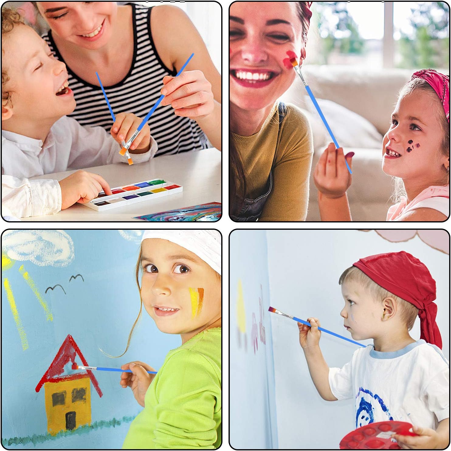 UPINS 100 pinceles planos de pintura, pincel pequeño a granel para pintura de detalles