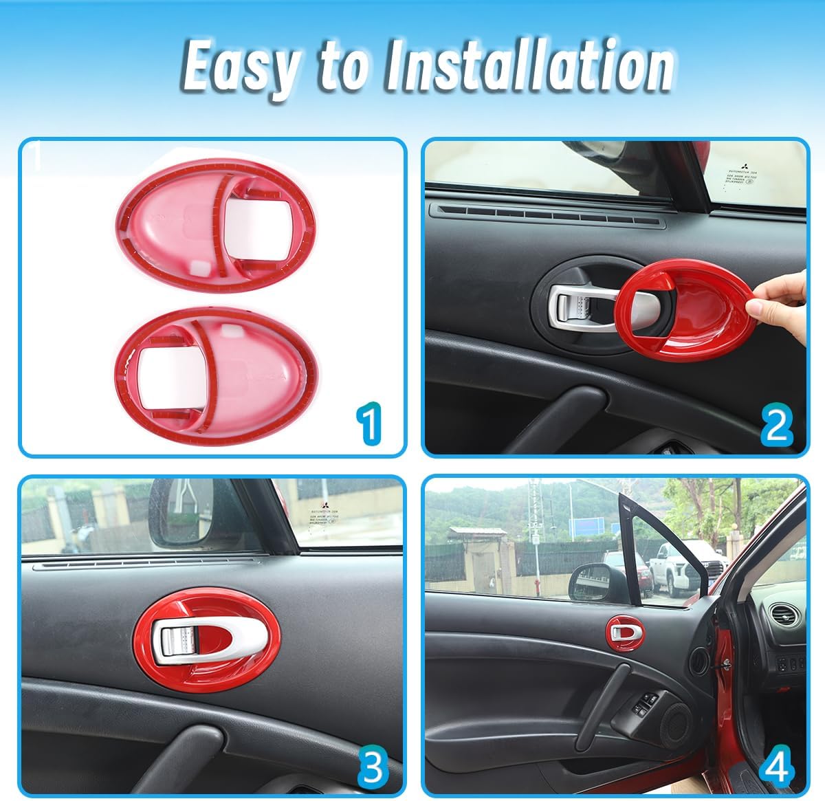 Tirador de puerta interior de ABS compatible con Mitsubishi Eclipse 2006-2011, manija interior izquierda y derecha, tazón, protección antiarañazos,