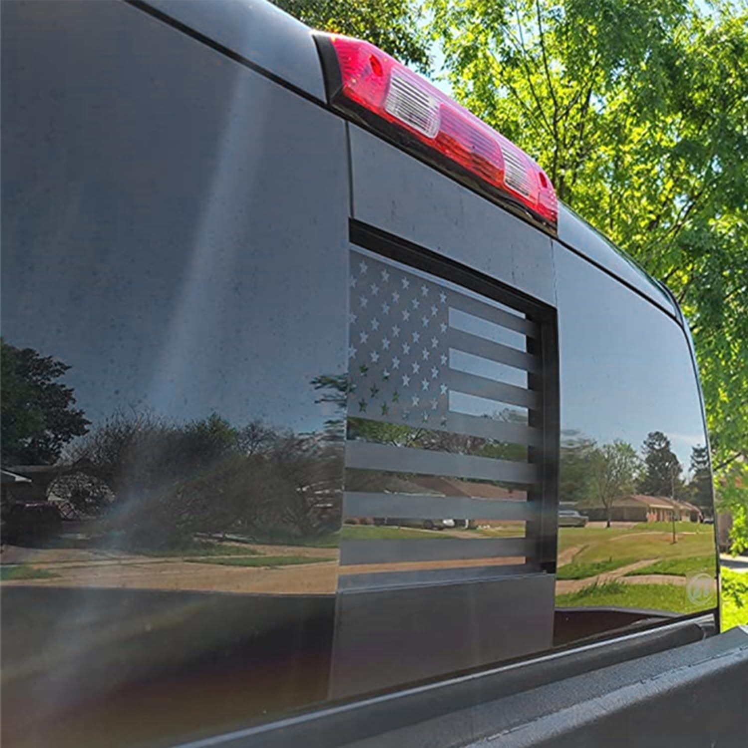 Calcomanías para ventana trasera para camionetas, calcomanías de bandera estadounidense para ventana trasera corrediza para Dodge Ram 1500,