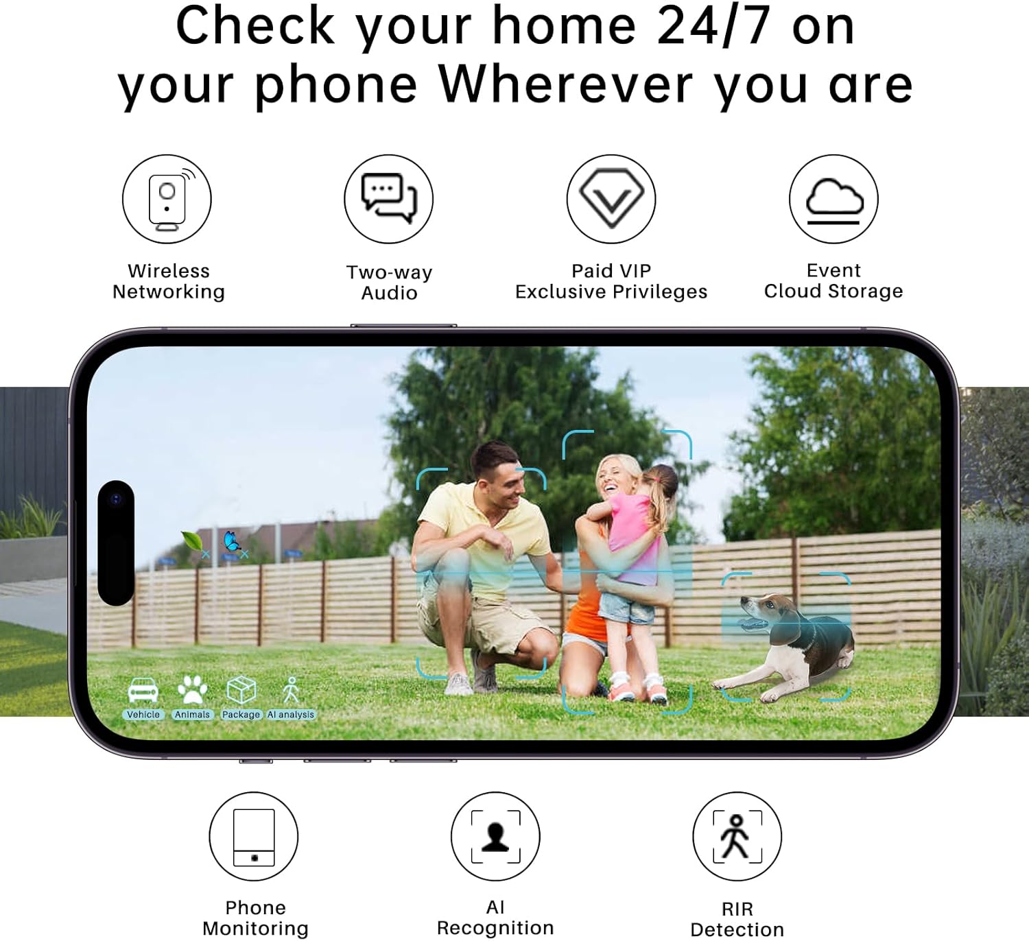 Cámara de seguridad inalámbrica para exteriores, solución de 3 MP, cámara para exteriores para seguridad en el hogar con PTZ de 360, WiFi de 2.4