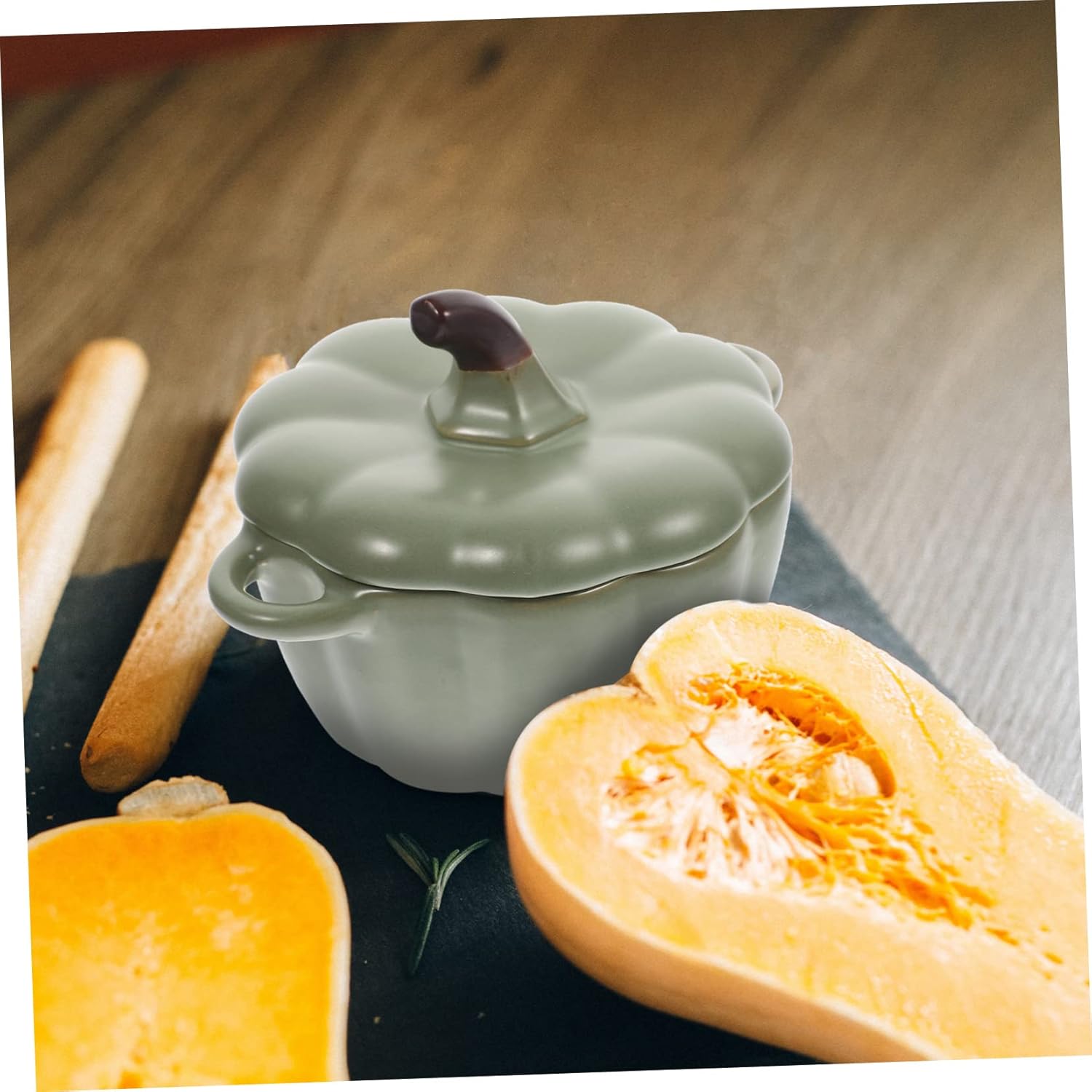 DOITOOL Cuencos de postre de calabaza, platos de cerámica, recipientes para aperitivos, cazuela con tapa, tazones de azúcar, tazón de ramen, cuenco