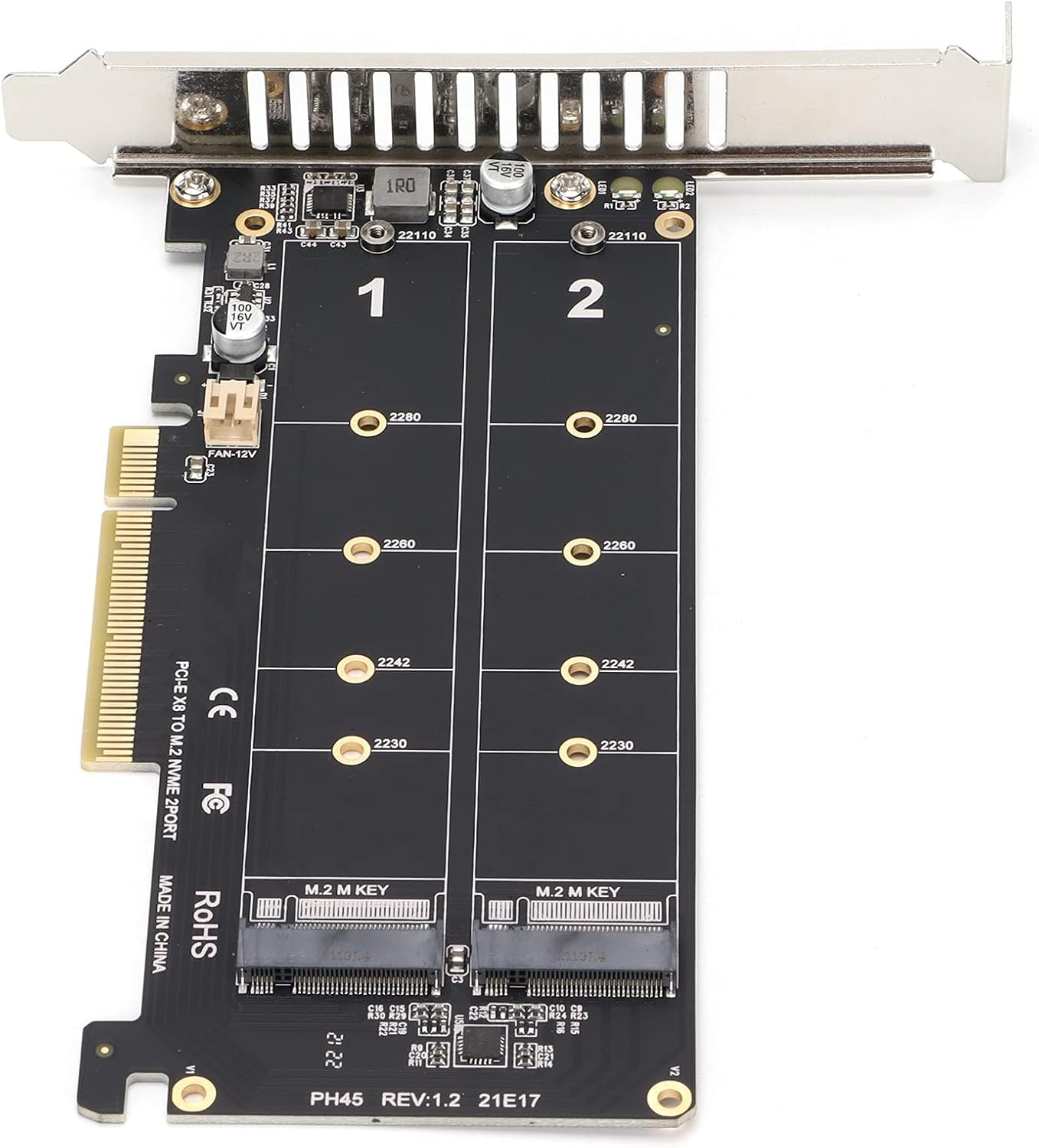Tarjeta adaptadora dual M.2 NVMe SSD, PCIE X8 M, compatible con tarjeta de llave 2 X4 NVME SSDM.2 PCIE, 2 tarjetas de expansión de 32 Gbps para PC