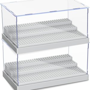 KKU Vitrina para bloques de figuras de acción de minifiguras, caja de exhibición de minifiguras acrílicas, caja de almacenamiento con 3 escalones KKU Vitrina para bloques de figuras de acción de minifiguras, caja de exhibición de minifiguras acrílicas, caja de almacenamiento con 3 escalones