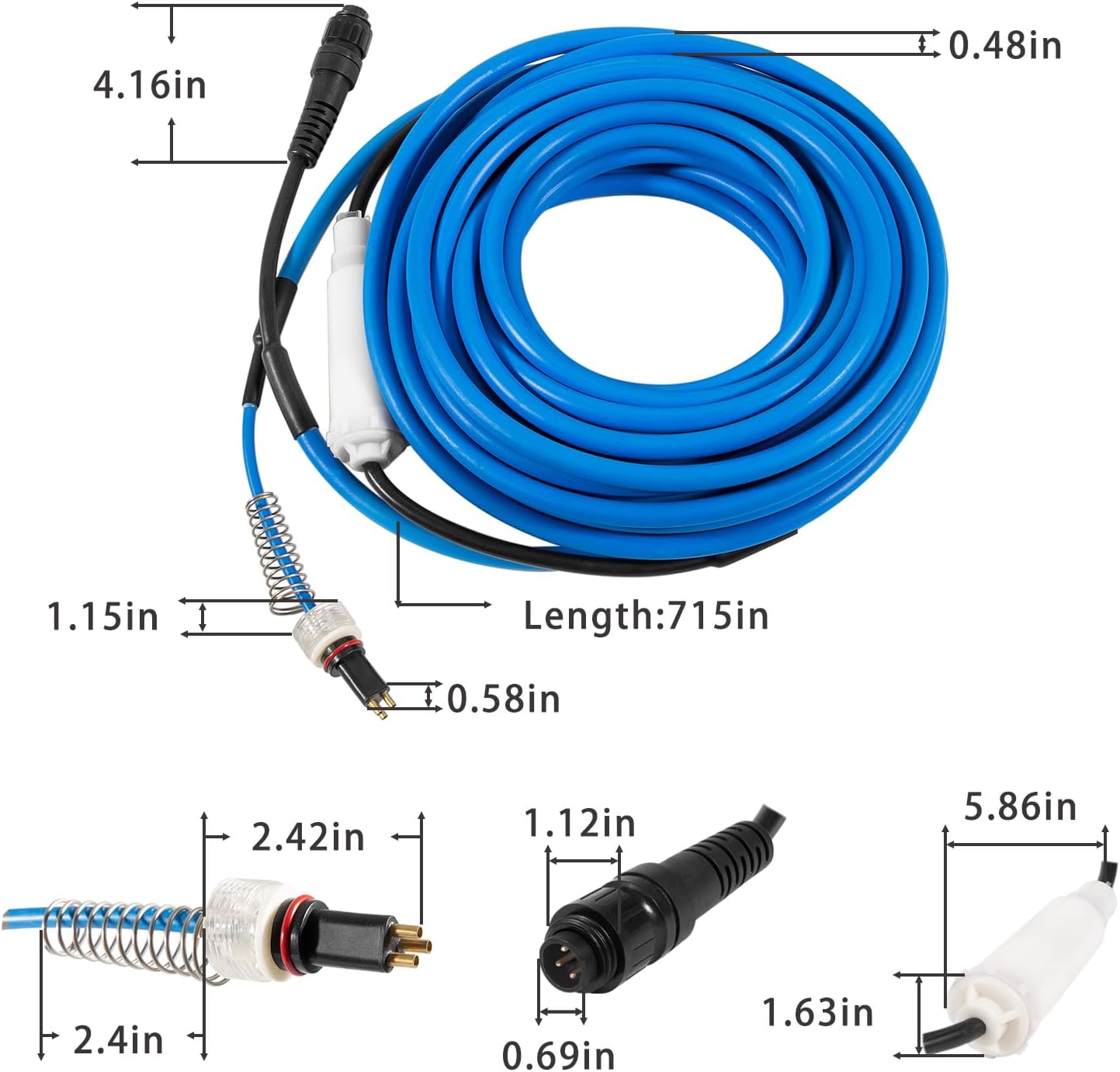 Zymurgoes 9995872 – Conjunto de cable y giratorio de 3 cables para limpiadores robóticos Dolphin DX4 DX6 Triton Edge Deluxe 5 DLX5 Apollo & Plus