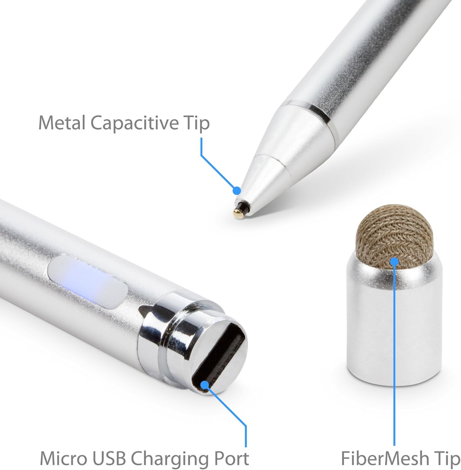 BoxWave Lápiz óptico compatible con Xiaomi Redmi 8A Dual – AccuPoint Active Stylus, lápiz digital electrónico con punta ultra fina, color plateado