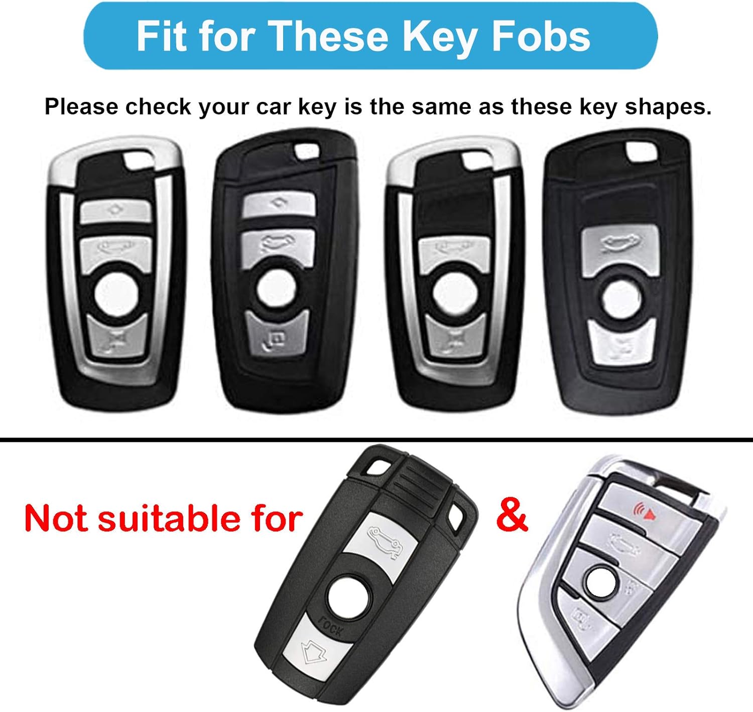 AIHOK Funda para llavero BMW de protección completa con llavero para BMW 1 3 4 5 7 X3 X4 M5 M6 GT3 GT5 Control remoto inteligente, azul