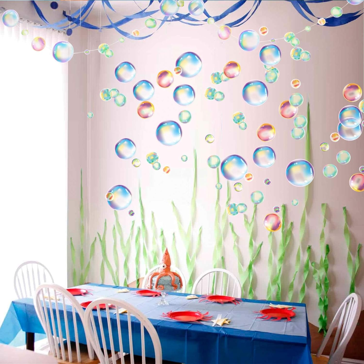 Cheerland Calcomanía de pared con burbujas para decoración de fiesta bajo el mar, con recortes de burbujas, para cumpleaños de niños, decoración de