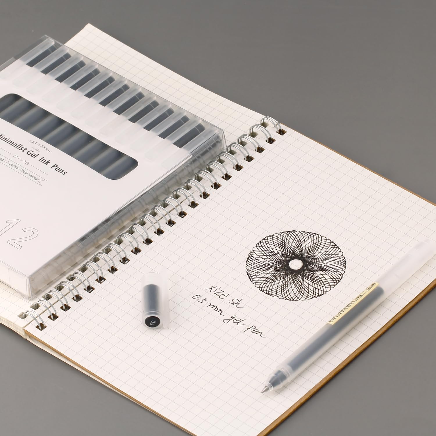 Bolígrafos de gel minimalistas de estilo japonés de 0.020 in, punta fina, paquete de 12 bolígrafos de tinta negra para oficina, escuela, papelería