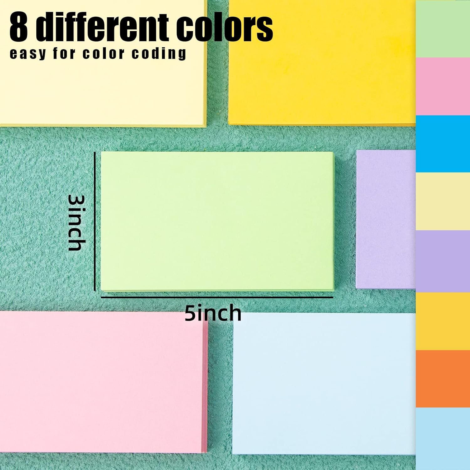 Koogel 300 tarjetas de índice en blanco, tarjetas de índice de 3 x 5 pulgadas, tarjetas de notas sin reglas, tarjetas de estudio, 8 colores neón
