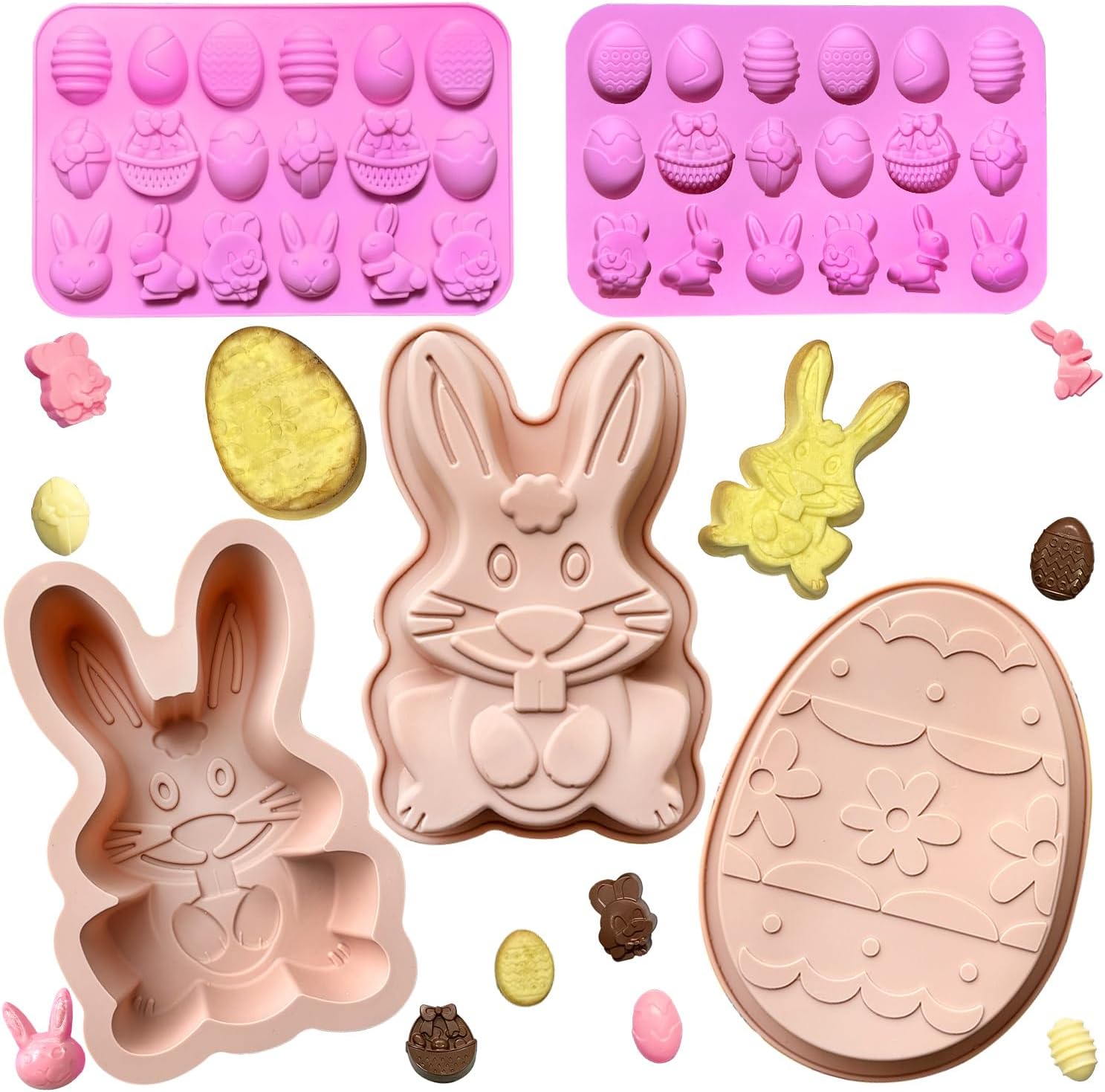 Mauts-inus Moldes para huevos de Pascua, moldes de chocolate grandes, utilizados para hacer, moldes de dulces de chocolate de conejo de Pascua,
