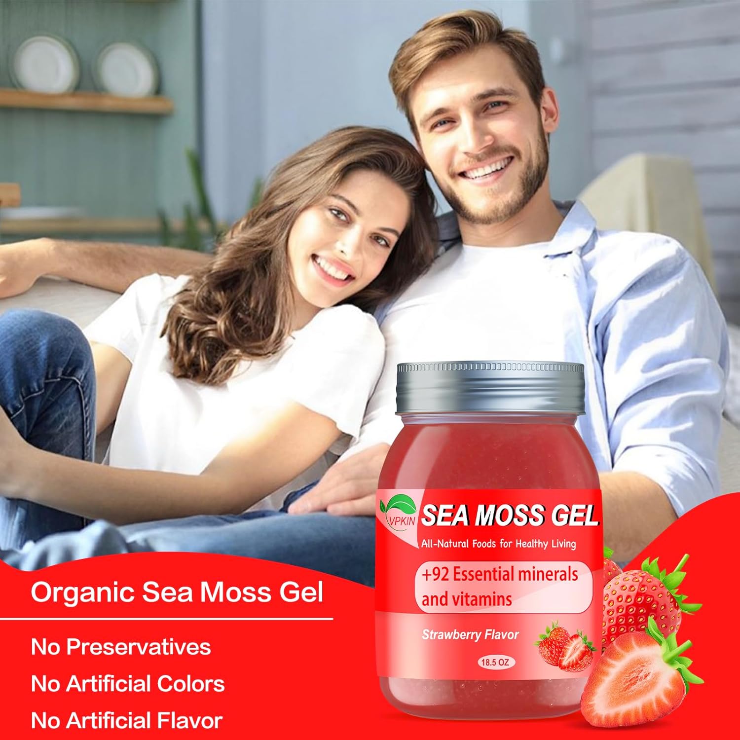 Gel de musgo marino, gel orgánico crudo de masa marina irlandesa avanzada, apoyo inmunológico y digestivo, suplemento de vitaminas y minerales