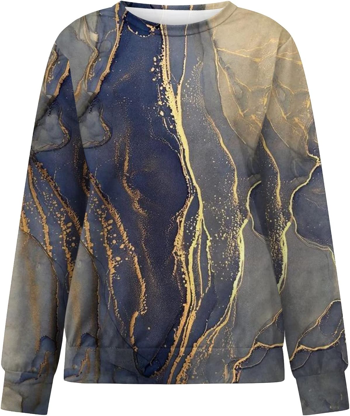 Lastesso Sudadera para mujer con estampado de bloques de color y cuello redondo, camisetas con estampado de animales para mujer, camisas de manga